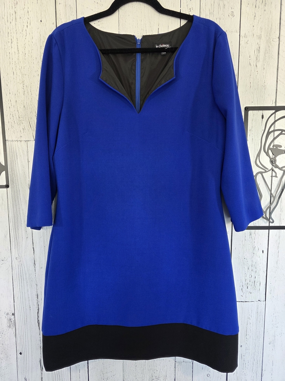 Le Château Cobalt Blue & Black Colourblock Dress Size XL Office Business Career